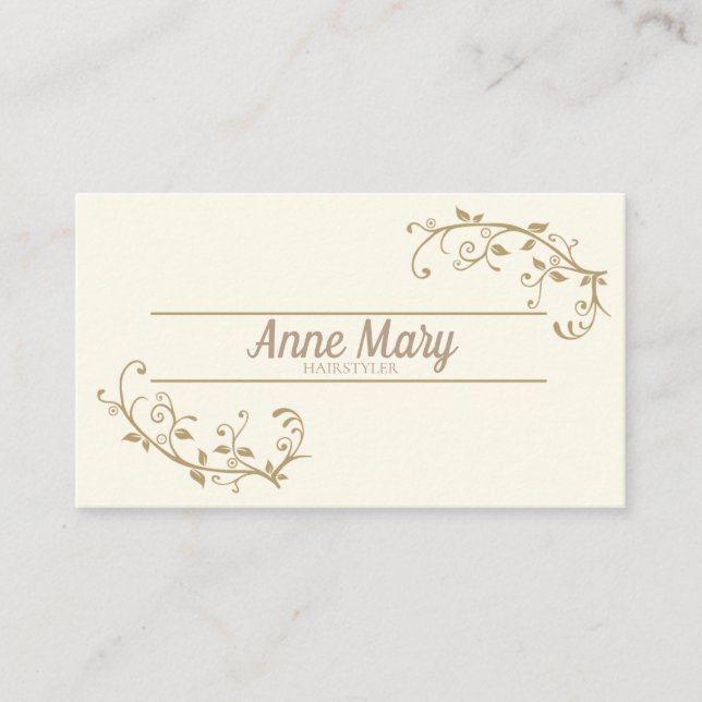 Clean Cream Color Business Card (Front)