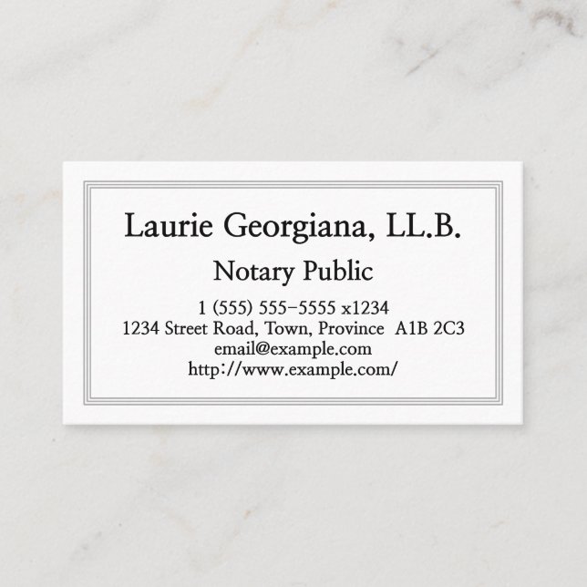 Clean & Customisable Notary Public Business Card (Front)