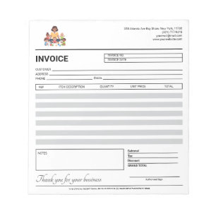 Clean Daycare Invoice / Receipt  Notepad