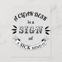 Clean Desk Funny Quotes Postcard
