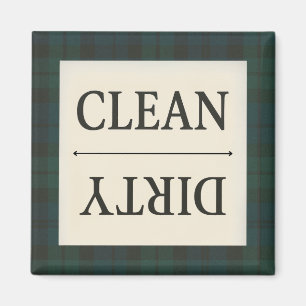 Clean Dirty Black Watch Plaid Dishwasher Magnet