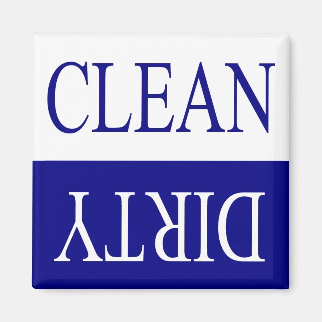 Clean dirty-blue dishwasher magnet (Front)