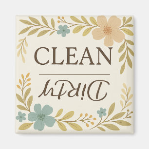 Clean Dirty Boho Floral Dishwasher Magnet