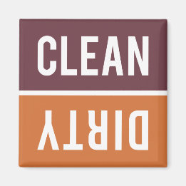 Clean Dirty Burnt Orange and Burgundy Dishwasher Magnet