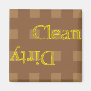 Clean Dirty Chequered Brown Magnet