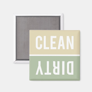 Clean Dirty Cream and Sage Green Dishwasher Magnet