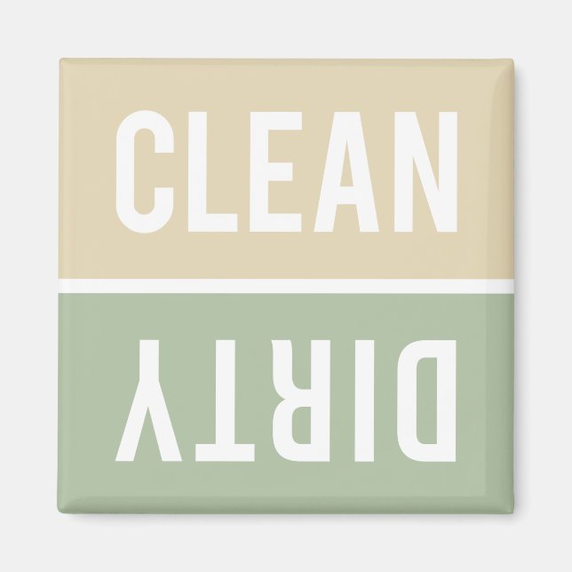 Clean Dirty Cream and Sage Green Dishwasher Magnet (Front)