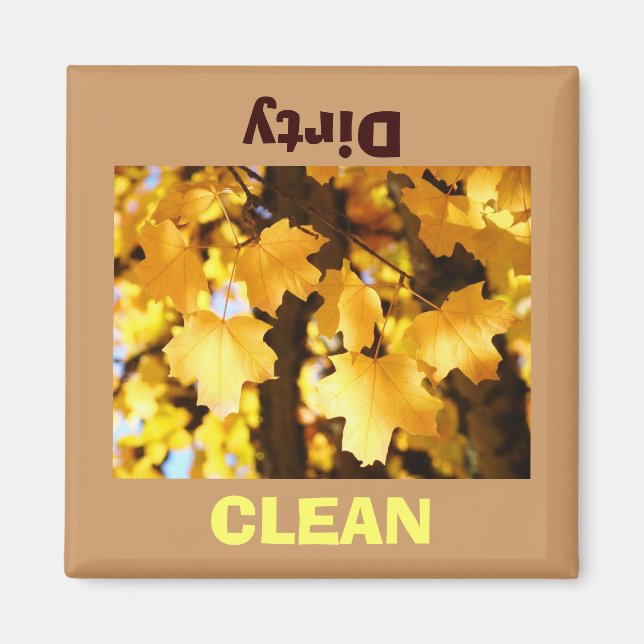 Clean Dirty Dish Washer magnet Golden Autumn (Front)
