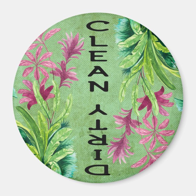 Clean  Dirty Dishes Reversible Dishwasher Flowers Magnet (Front)