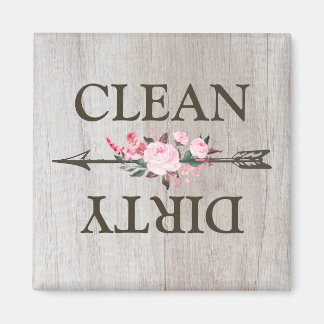 Clean Dirty Dishes Rustic Floral Dishwasher Magnet