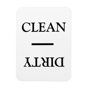 Clean Dirty Dishwasher black white Magnet