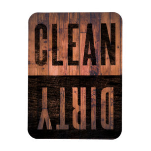 Clean Dirty Dishwasher Distressed Wood Magnet