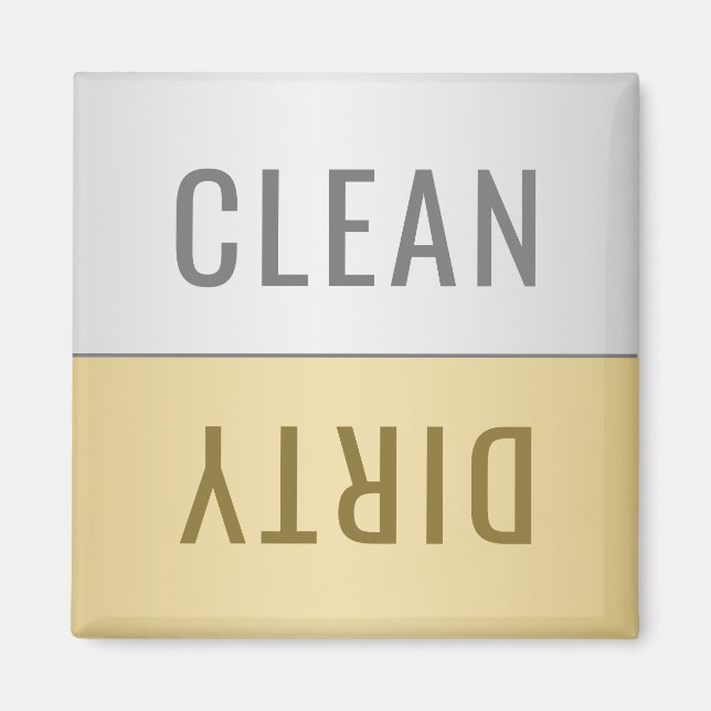 Clean Dirty Dishwasher Faux Silver Gold Magnet (Front)
