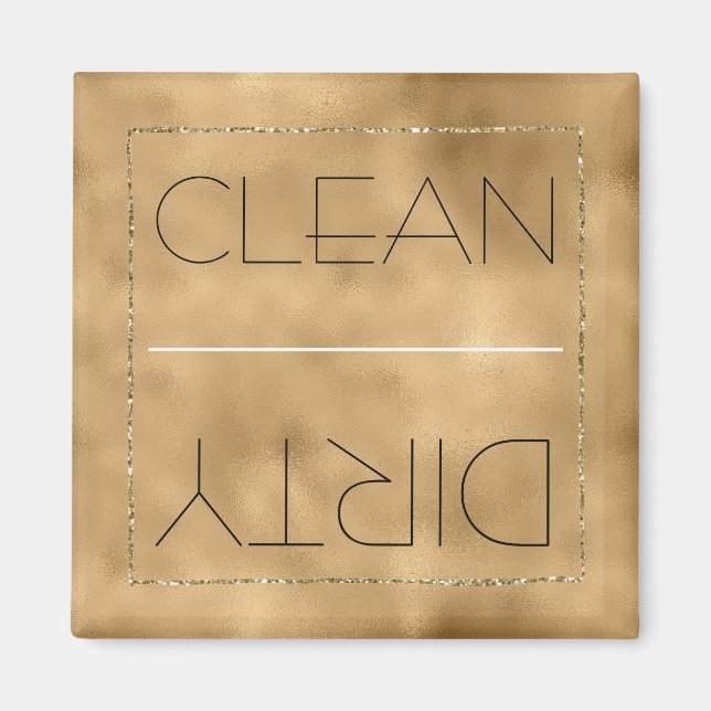Clean/Dirty Dishwasher Gold Glitz Magnet (Front)
