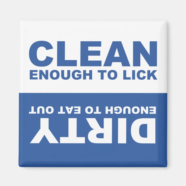 Clean Dirty Dishwasher magnet (blue) (Front)