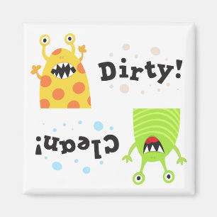 Clean dirty dishwasher magnet funny green monster