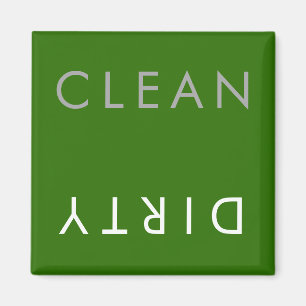 Clean Dirty Dishwasher Magnet in Green