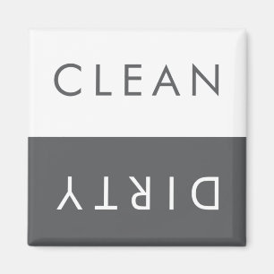 Clean Dirty Dishwasher Magnet in Grey and White