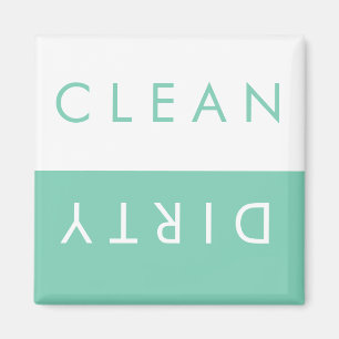 Clean/Dirty Dishwasher Magnet in Mint/White
