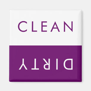Clean Dirty Dishwasher Magnet in Purple & White