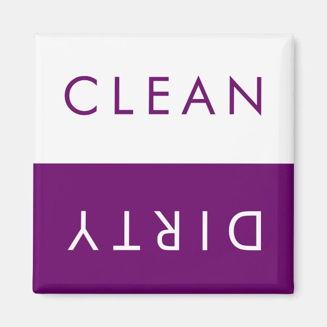 Clean Dirty Dishwasher Magnet in Purple & White (Front)