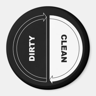 Clean-Dirty dishwasher magnet (on black)