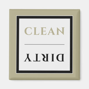 Clean/Dirty Dishwasher Magnet   Sage Black & White