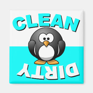 Clean Dirty Dishwasher magnet with penguin