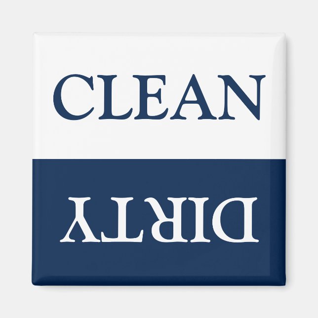Clean Dirty Dishwasher navy blue white Magnet (Front)