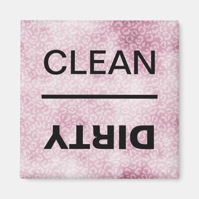 Clean/Dirty Dishwasher Pink Leopard Print Magnet (Front)