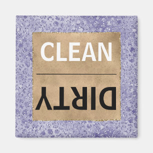 Clean/Dirty Dishwasher Purple Glam Leopard Print Magnet