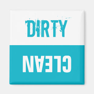 Clean dirty dishwasher sign magnets   Aqua blue