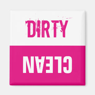 Clean dirty dishwasher sign magnets Neon pink