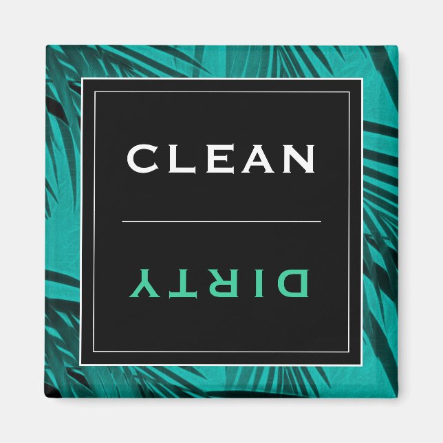 Clean/Dirty Dishwasher | Turquoise Tropical Palm Magnet (Front)