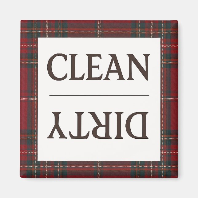 Clean Dirty Dress Stewart Plaid Dishwasher Magnet (Front)