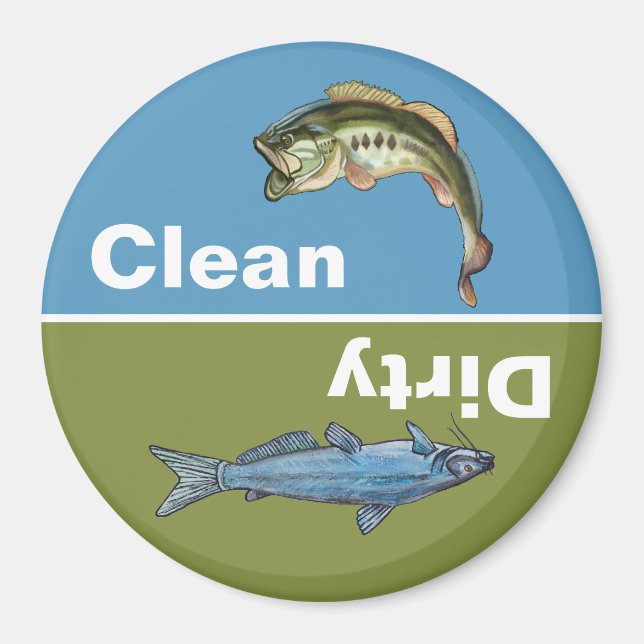 Clean Dirty Fishing Dishwasher Magnet (Front)