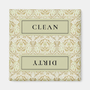CLEAN DIRTY Gold Floral Dishwasher Magnet