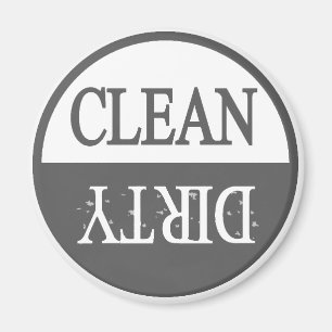 Clean dirty Gray round dishwasher magnet