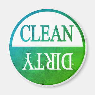Clean dirty green round dishwasher magnet