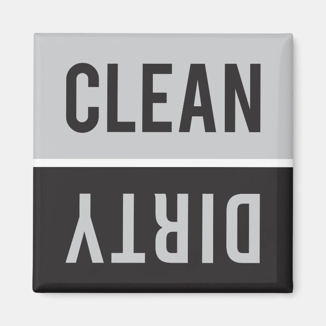 Clean Dirty Grey and Black Dishwasher Magnet (Front)