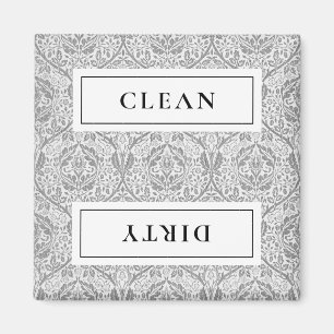 CLEAN DIRTY Grey Floral Dishwasher Magnet