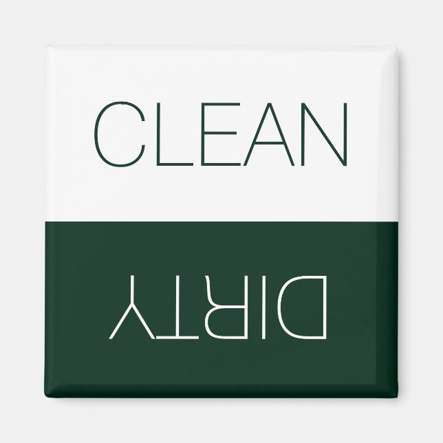 Clean Dirty indicator dark green dishwasher Magnet (Front)