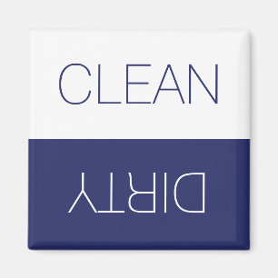 Clean Dirty indicator navy blue white dishwasher Magnet