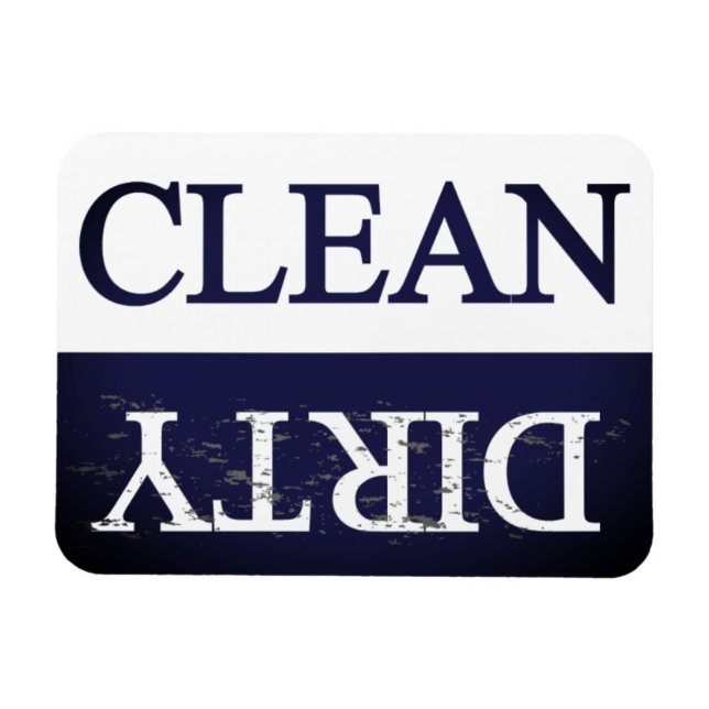 Clean dirty indigo dishwasher magnet (Horizontal)