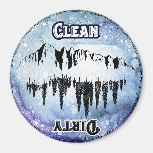 Clean Dirty Kitchen Dishwasher Dishes Mountains Magnet