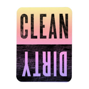 Clean   Dirty Letterpress Style Dishwasher Rainbow Magnet