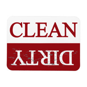 Clean dirty maroon dishwasher magnet