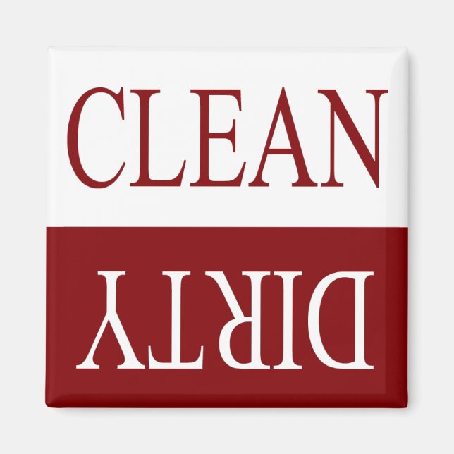 Clean dirty-maroon dishwasher magnet (Front)