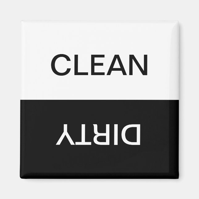 Clean Dirty minimal black and white dishwasher  Magnet (Front)