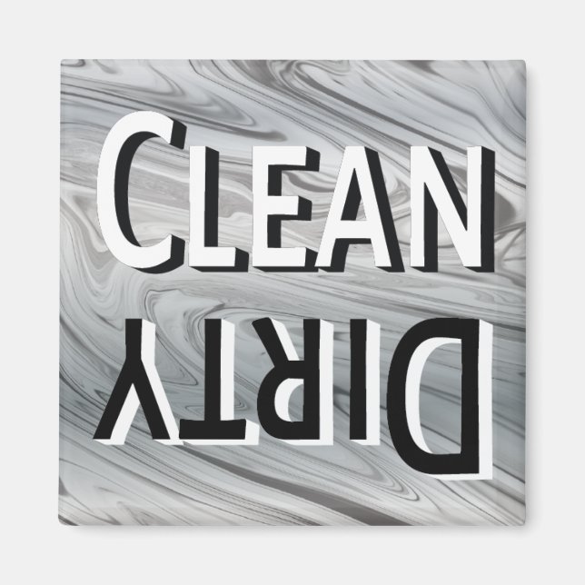 Clean Dirty Modern Grey Reversible Dishwasher Magnet (Front)